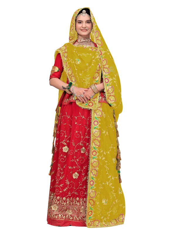 Zari_Embroidered_Georgette_Odhni_Dupatta_With_Peacock_Border_Mustard_Yellow