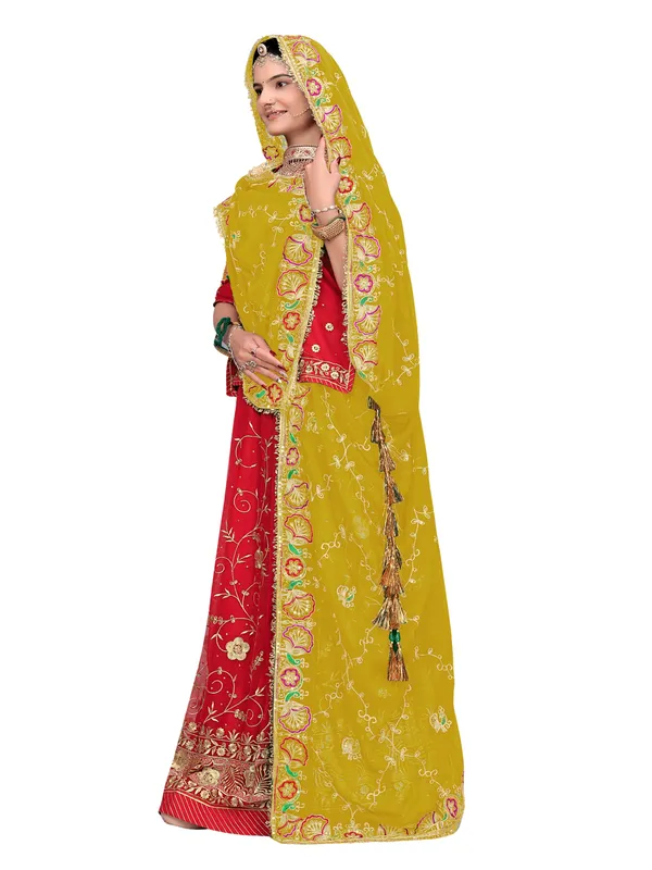 Zari_Embroidered_Georgette_Odhni_Dupatta_With_Peacock_Border_Mustard_Yellow