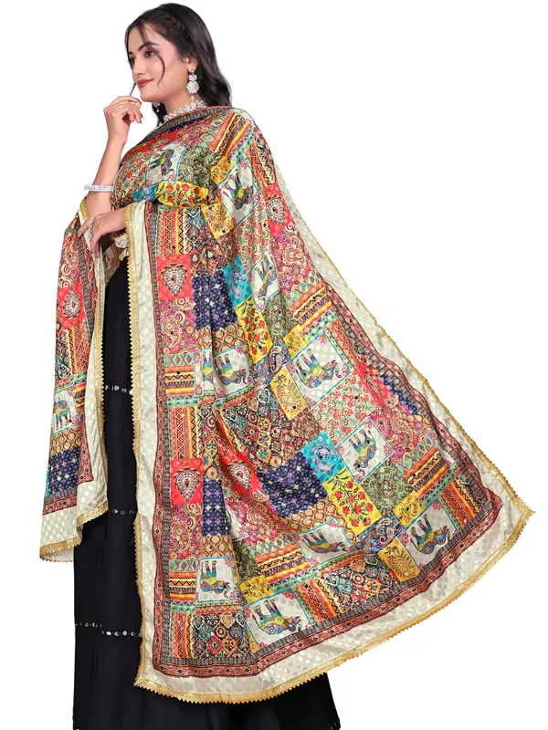 Mirror_Work_Printed_Art_Silk_Dupatta_With_Gota_Lace_Border_Multi_Color3