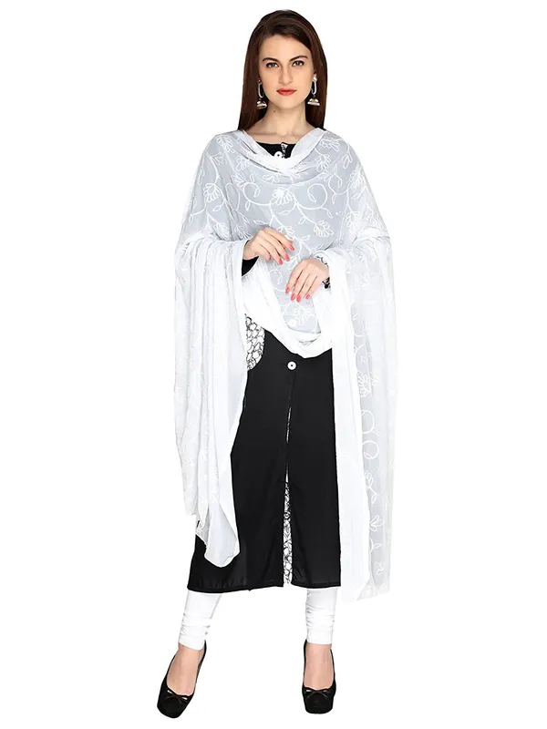 Embroidered_Chiffon_Dupatta_With_Floral_Jaal_Lace_Border_White