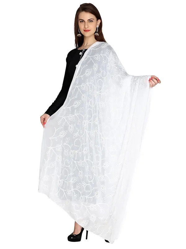 Embroidered_Chiffon_Dupatta_With_Floral_Jaal_Lace_Border_White