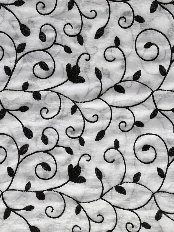 Embroidered_Chiffon_Dupatta_With_Floral_Jaal_Lace_Border_White_Black
