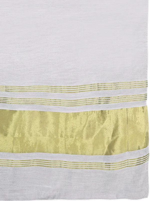 Lagdi_Patta_Dupatta_In_Silk_Blend_With_Golden_Zari_Border_White