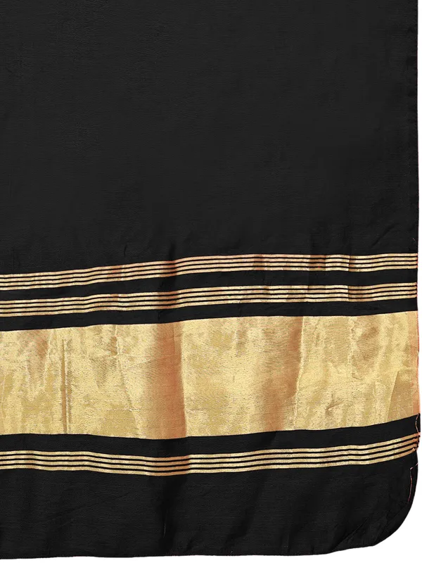 Lagdi_Patta_Dupatta_In_Silk_Blend_With_Golden_Zari_Border_Black