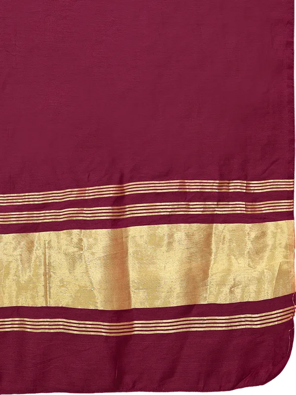 Lagdi_Patta_Dupatta_In_Silk_Blend_With_Golden_Zari_Border_Maroon