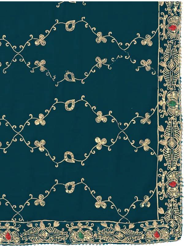Embroidered_Georgette_Dupatta_With_Sequin_Work_Lace_Border_Kerosin_Blue