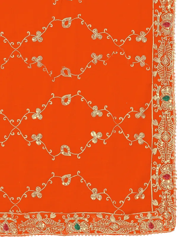 Embroidered_Georgette_Dupatta_With_Sequin_Work_Lace_Border_Orange