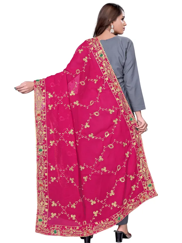 Embroidered_Georgette_Dupatta_With_Sequin_Work_Lace_Border_Pink