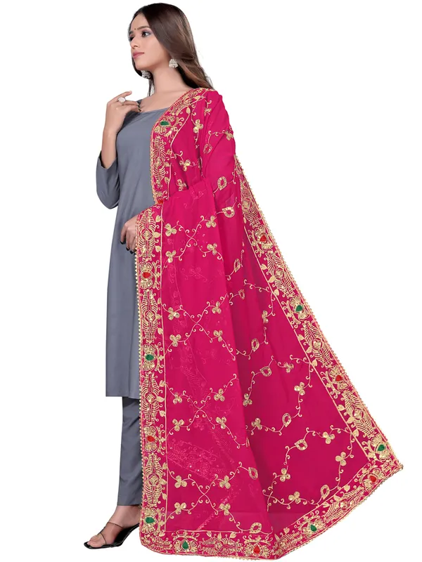 Embroidered_Georgette_Dupatta_With_Sequin_Work_Lace_Border_Pink