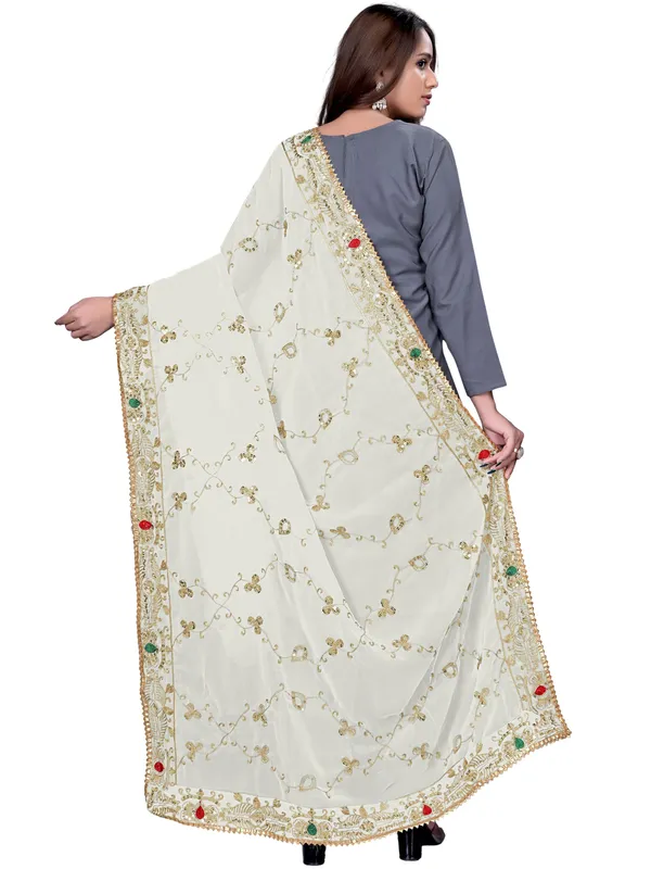 Embroidered_Georgette_Dupatta_With_Sequin_Work_Lace_Border_White