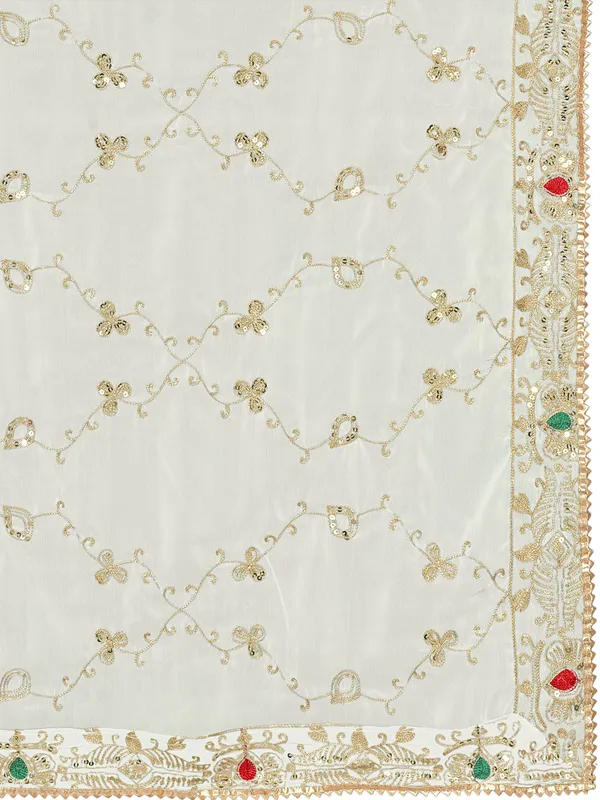 Embroidered_Georgette_Dupatta_With_Sequin_Work_Lace_Border_White