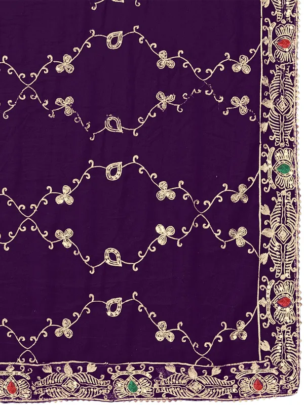Embroidered_Georgette_Dupatta_With_Sequin_Work_Lace_Border_Wine