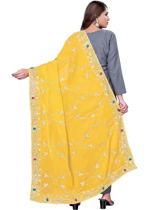Embroidered_Georgette_Dupatta_With_Sequin_Work_Lace_Border_Yellow