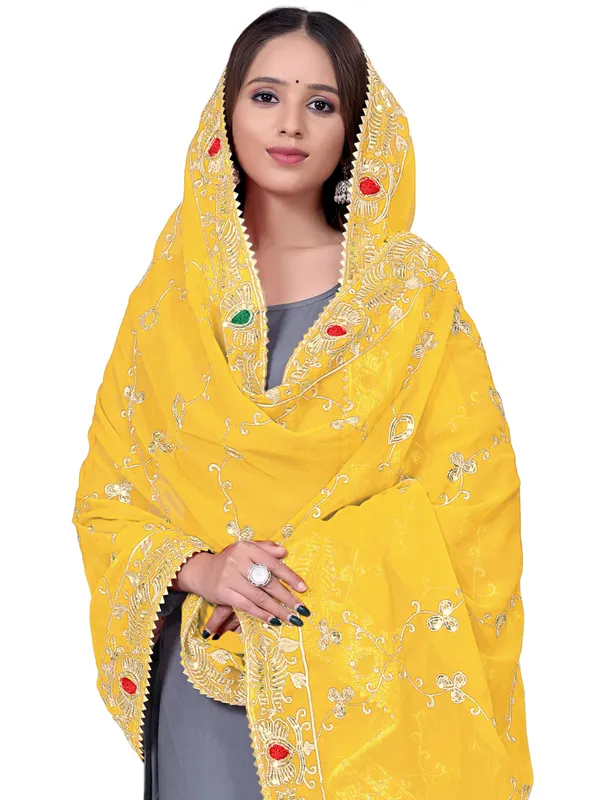 Embroidered_Georgette_Dupatta_With_Sequin_Work_Lace_Border_Yellow