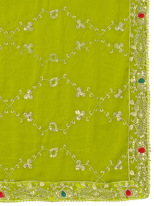 Embroidered_Georgette_Dupatta_With_Sequin_Work_Lace_Border_Lemon_Yellow