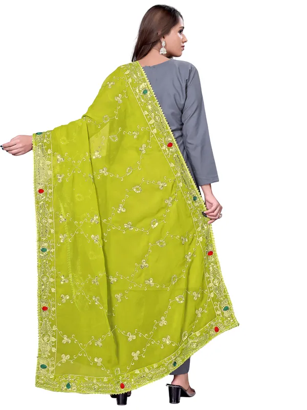 Embroidered_Georgette_Dupatta_With_Sequin_Work_Lace_Border_Lemon_Yellow