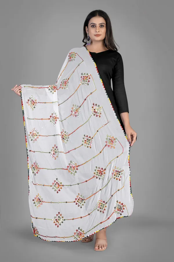 Kutchi_Style_Embroidered_Chiffon_Dupatta_With_Sequin_Work_White