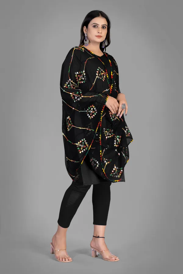 Kutchi_Style_Embroidered_Chiffon_Dupatta_With_Sequin_Work_Black