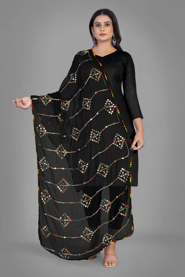 Kutchi_Style_Embroidered_Chiffon_Dupatta_With_Sequin_Work_Black