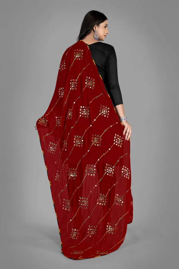 Kutchi_Style_Embroidered_Chiffon_Dupatta_With_Sequin_Work_Maroon