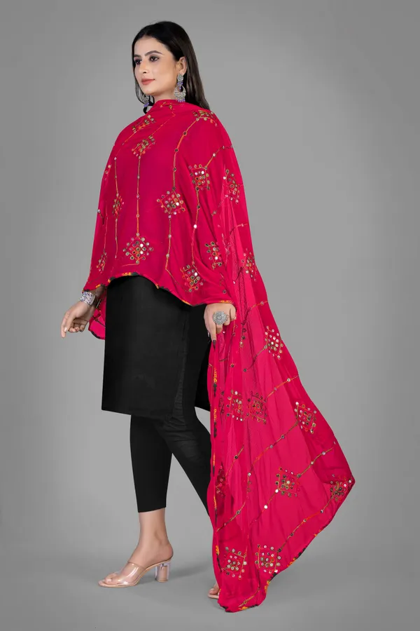 Kutchi_Style_Embroidered_Chiffon_Dupatta_With_Sequin_Work_Pink