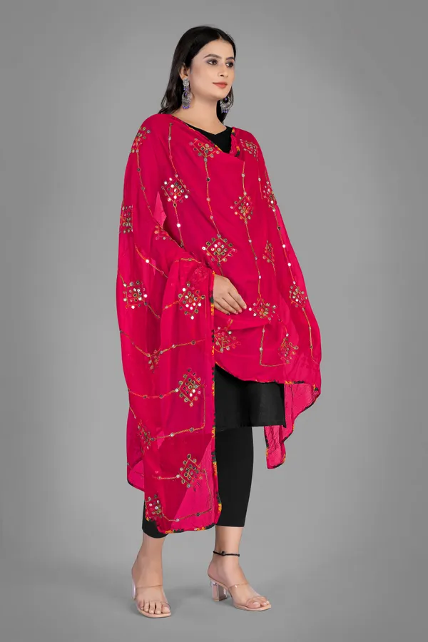 Kutchi_Style_Embroidered_Chiffon_Dupatta_With_Sequin_Work_Pink