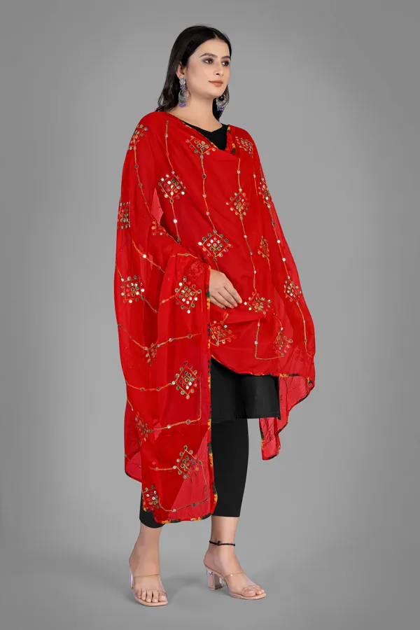 Kutchi_Style_Embroidered_Chiffon_Dupatta_With_Sequin_Work_Red