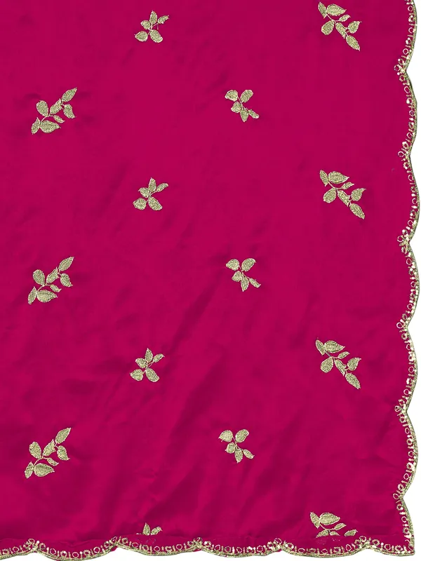 Embroidered_Art_Silk_Dupatta_With_Leaf_Butti_Sequin_Border_Pink