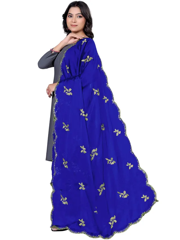Embroidered_Art_Silk_Dupatta_With_Leaf_Butti_Sequin_Border_Violet