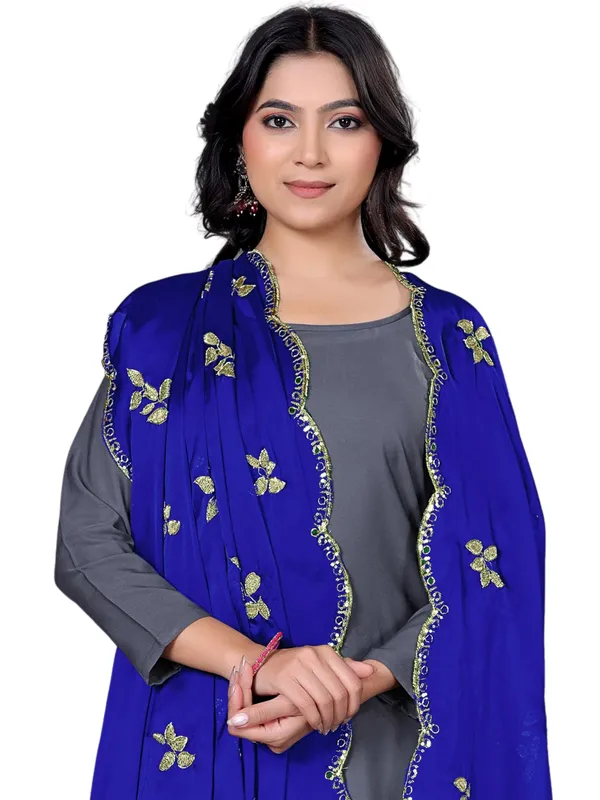 Embroidered_Art_Silk_Dupatta_With_Leaf_Butti_Sequin_Border_Violet
