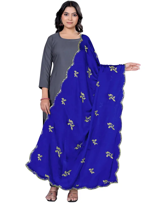 Embroidered_Art_Silk_Dupatta_With_Leaf_Butti_Sequin_Border_Violet