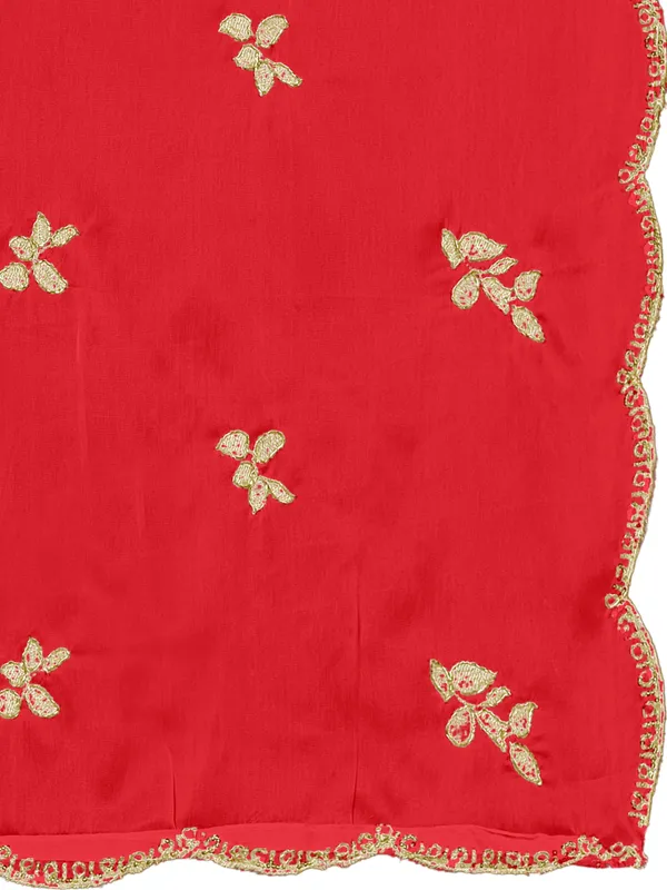 Embroidered_Art_Silk_Dupatta_With_Leaf_Butti_Sequin_Border_Red