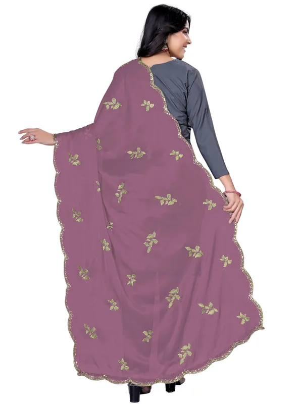Embroidered_Art_Silk_Dupatta_With_Leaf_Butti_Sequin_Border_Onion_Pink