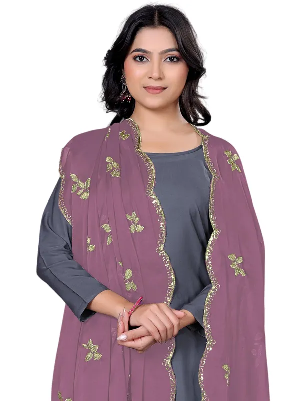 Embroidered_Art_Silk_Dupatta_With_Leaf_Butti_Sequin_Border_Onion_Pink