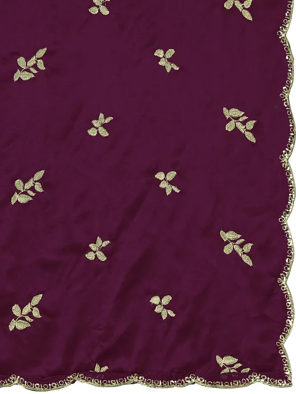 Embroidered_Art_Silk_Dupatta_With_Leaf_Butti_Sequin_Border_Wine