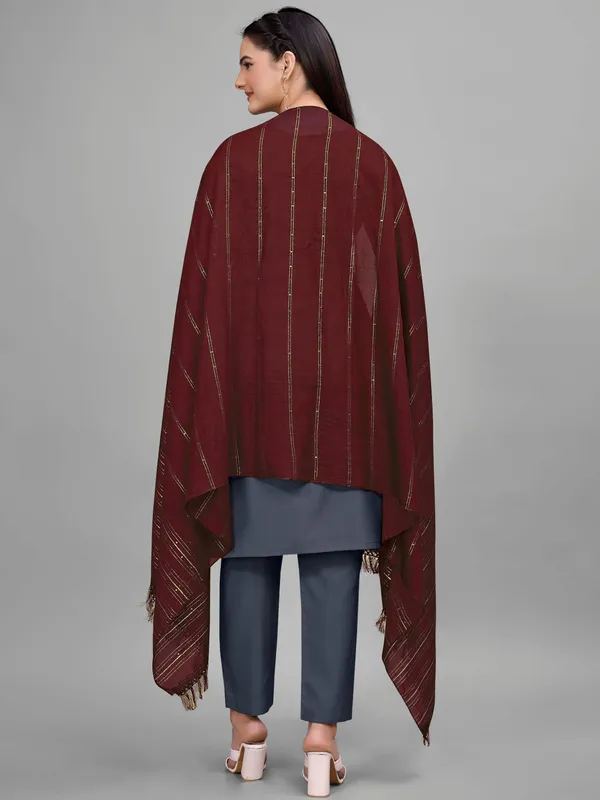 Chanderi_Style_Dupatta_With_Zari_Stripes_Sequins_Tassels_Maroon