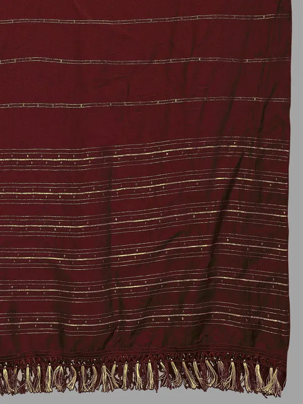 Chanderi_Style_Dupatta_With_Zari_Stripes_Sequins_Tassels_Maroon