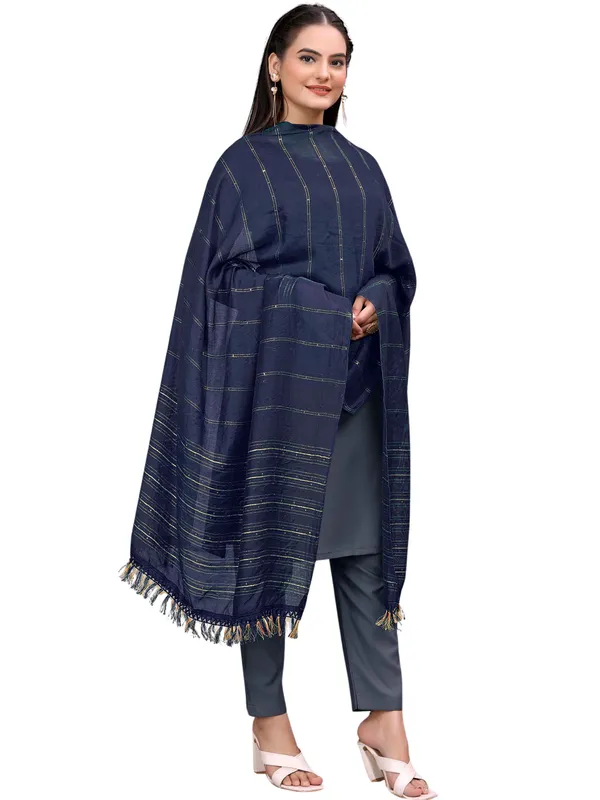 Chanderi_Style_Dupatta_With_Zari_Stripes_Sequins_Tassels_Navy_Blue