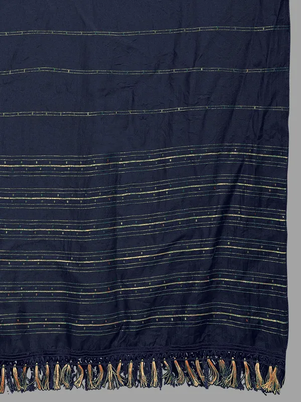 Chanderi_Style_Dupatta_With_Zari_Stripes_Sequins_Tassels_Navy_Blue