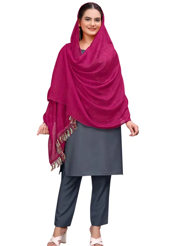 Chanderi_Style_Dupatta_With_Zari_Stripes_Sequins_Tassels_Pink