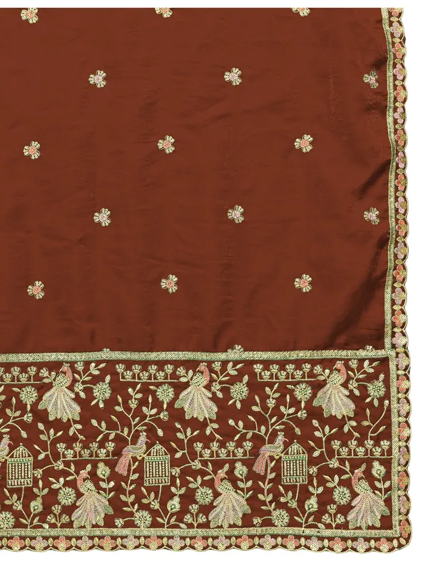 Zari_Embroidered_Art_Silk_Dupatta_With_Sequin_Peacock_Pallu_Brown