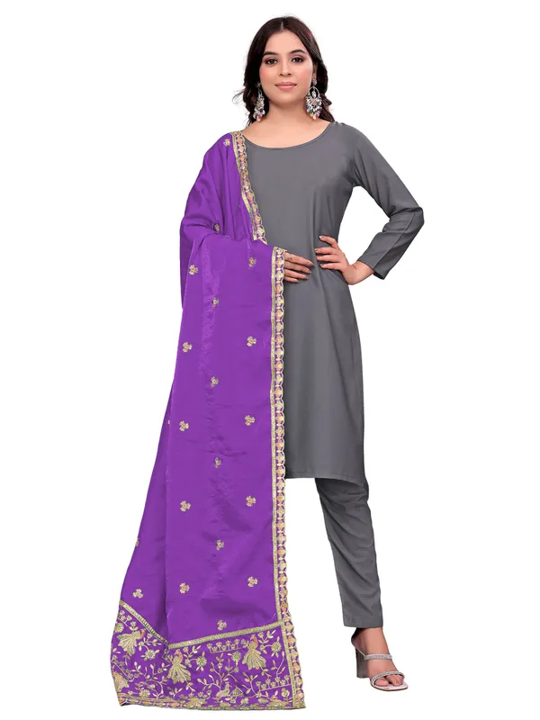 Zari_Embroidered_Art_Silk_Dupatta_With_Sequin_Peacock_Pallu_Lavender