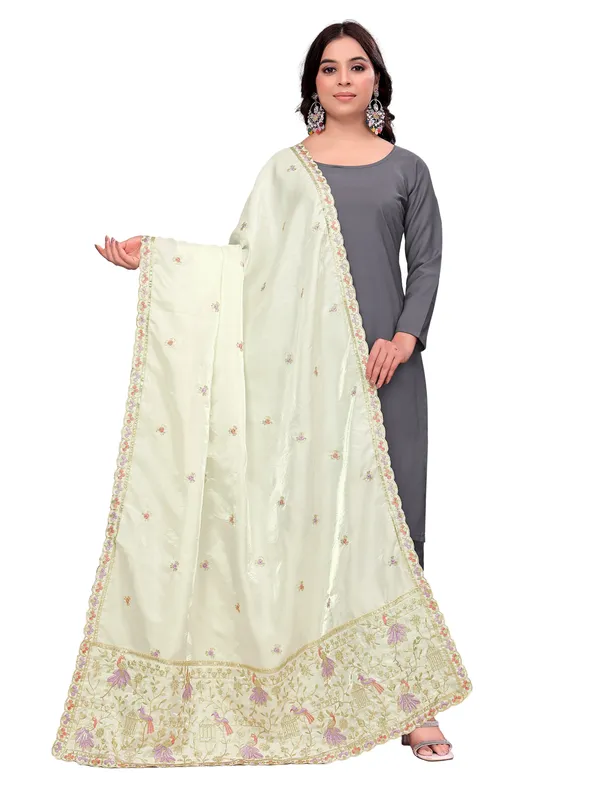 Zari_Embroidered_Art_Silk_Dupatta_With_Sequin_Peacock_Pallu_Off_White