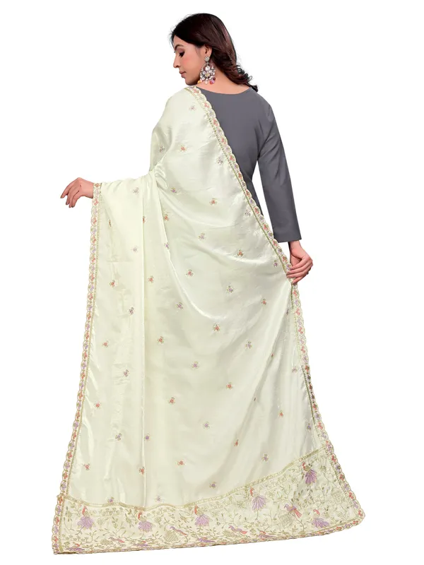 Zari_Embroidered_Art_Silk_Dupatta_With_Sequin_Peacock_Pallu_Off_White