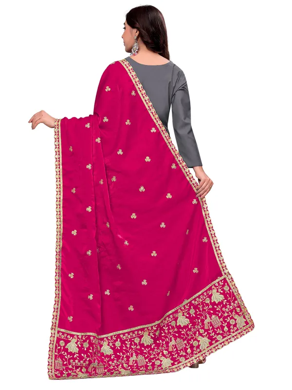 Zari_Embroidered_Art_Silk_Dupatta_With_Sequin_Peacock_Pallu_Pink
