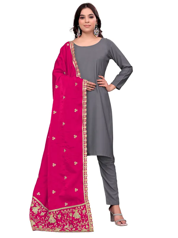 Zari_Embroidered_Art_Silk_Dupatta_With_Sequin_Peacock_Pallu_Pink