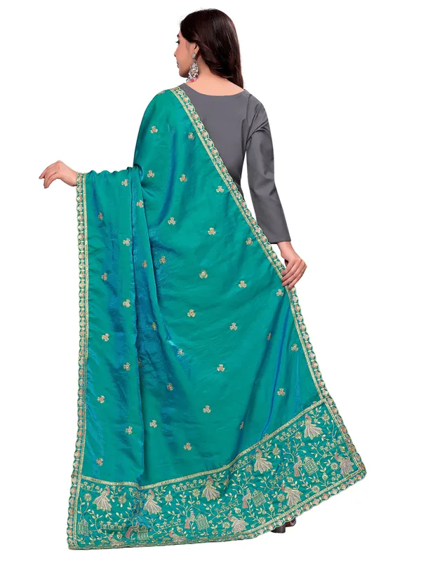 Zari_Embroidered_Art_Silk_Dupatta_With_Sequin_Peacock_Pallu_Rama_Green