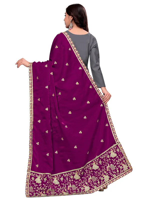 Zari_Embroidered_Art_Silk_Dupatta_With_Sequin_Peacock_Pallu_Wine