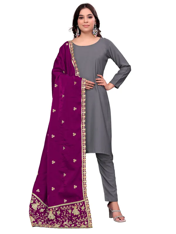 Zari_Embroidered_Art_Silk_Dupatta_With_Sequin_Peacock_Pallu_Wine