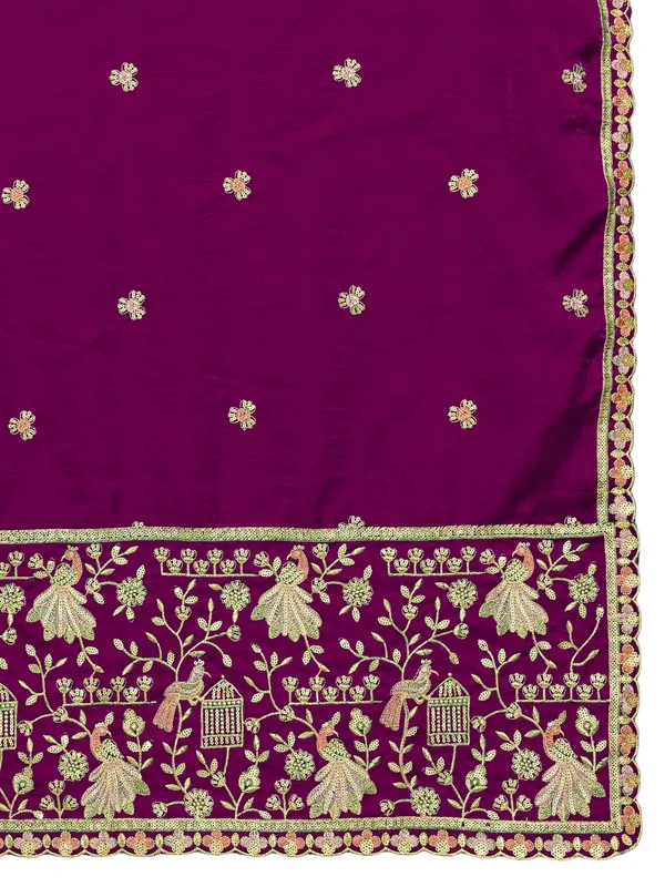 Zari_Embroidered_Art_Silk_Dupatta_With_Sequin_Peacock_Pallu_Wine